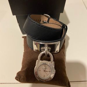 Michael Kors leather wrap bracelet with watch locket (needs new battery)
